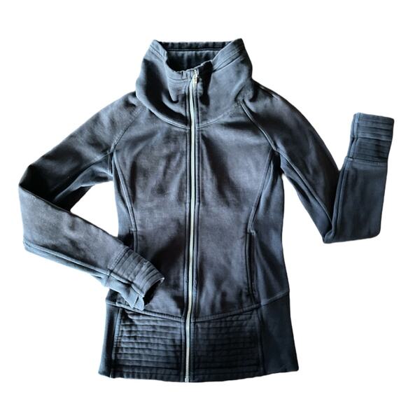 Lululemon Black Full-Zip Ribbed Panel Athletic Jacket Size 4 - Picture 5 of 7